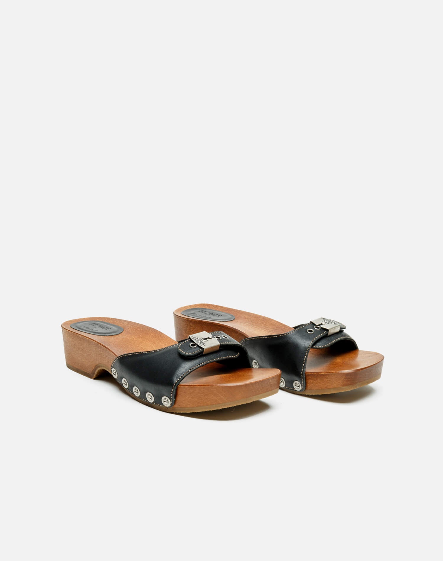 Scholl 45 clog sandals in leather - Black Leather