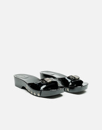 Scholl 45 clog sandals in leather - Black Patent