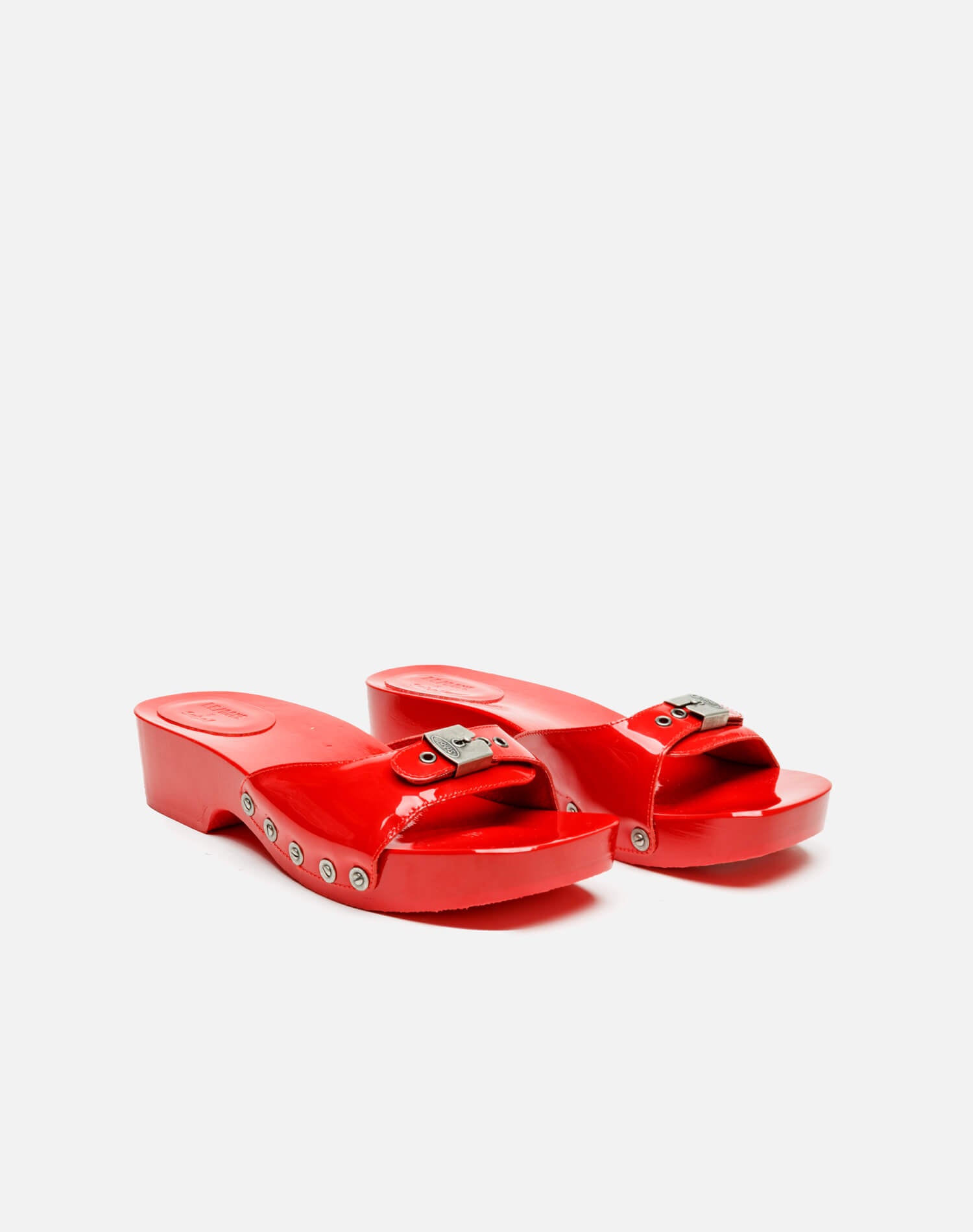 Scholl 45 clog sandals in leather - Red Patent