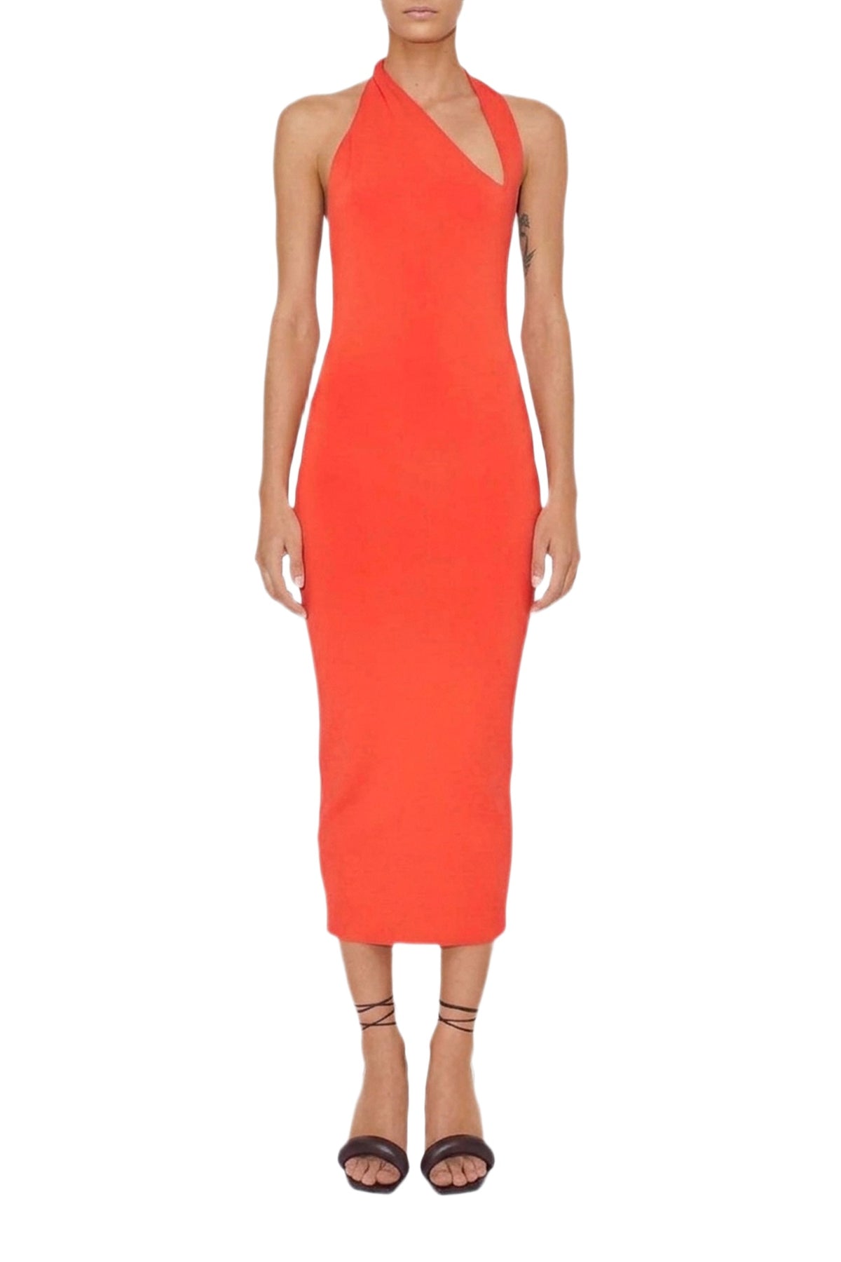 Robe midi Artemis asymétrique - Coral