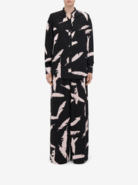 Pantalon imprimé en soie - Black Ice Pink