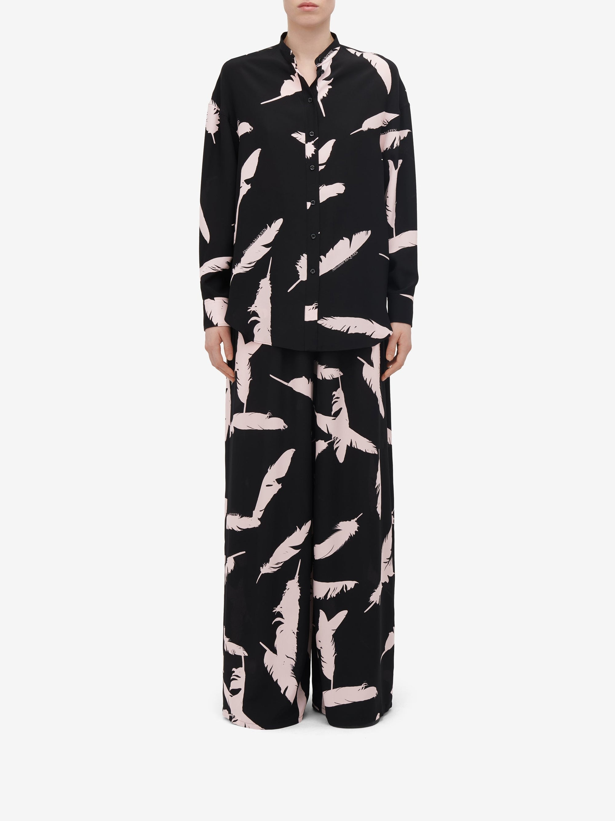 Pantalon imprimé en soie - Black Ice Pink