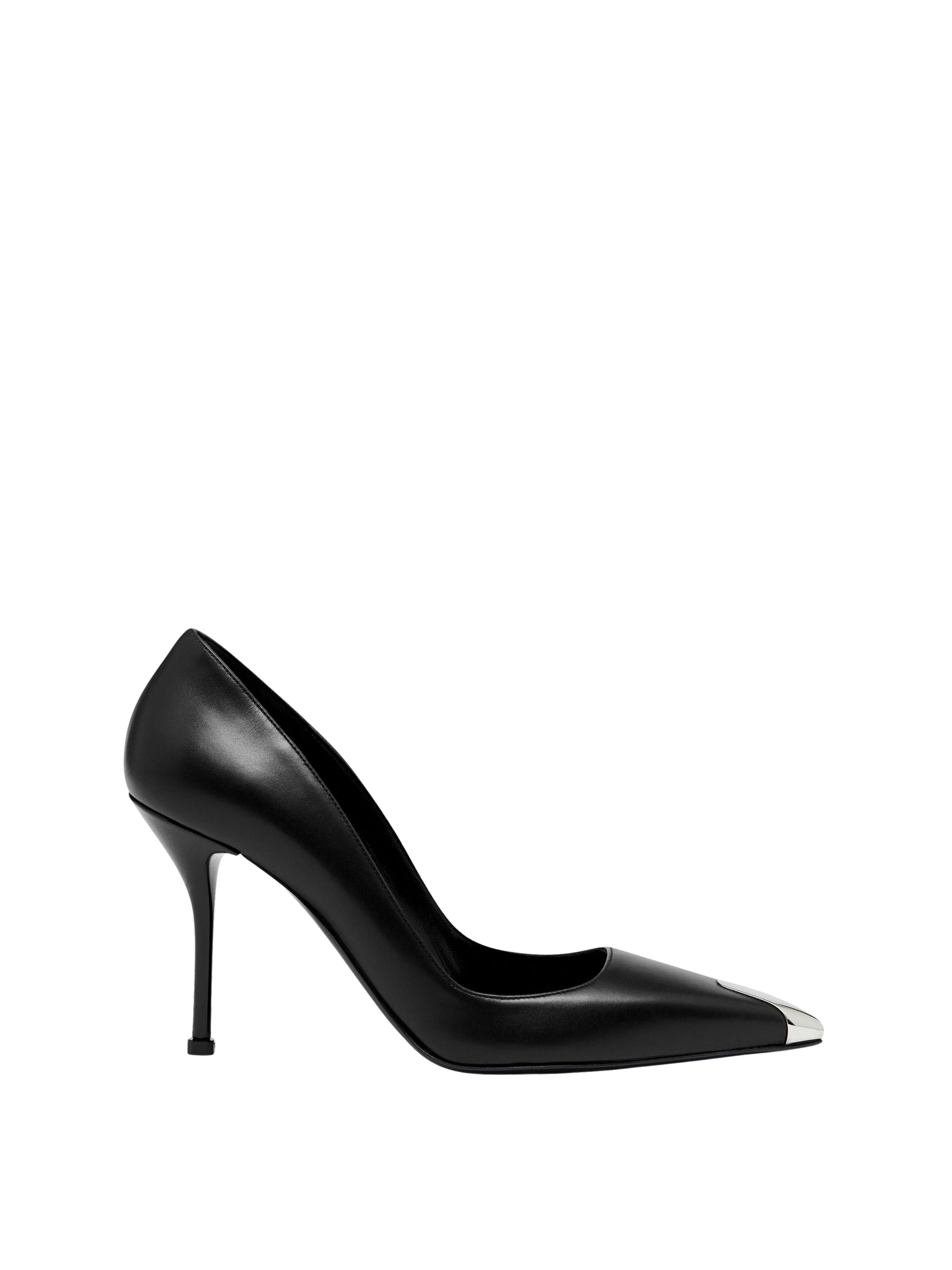 Escarpins Punk 90 en cuir - Black Silver