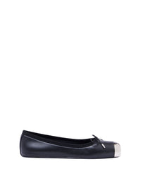 Ballerines avec nœud en cuir - Black Silver