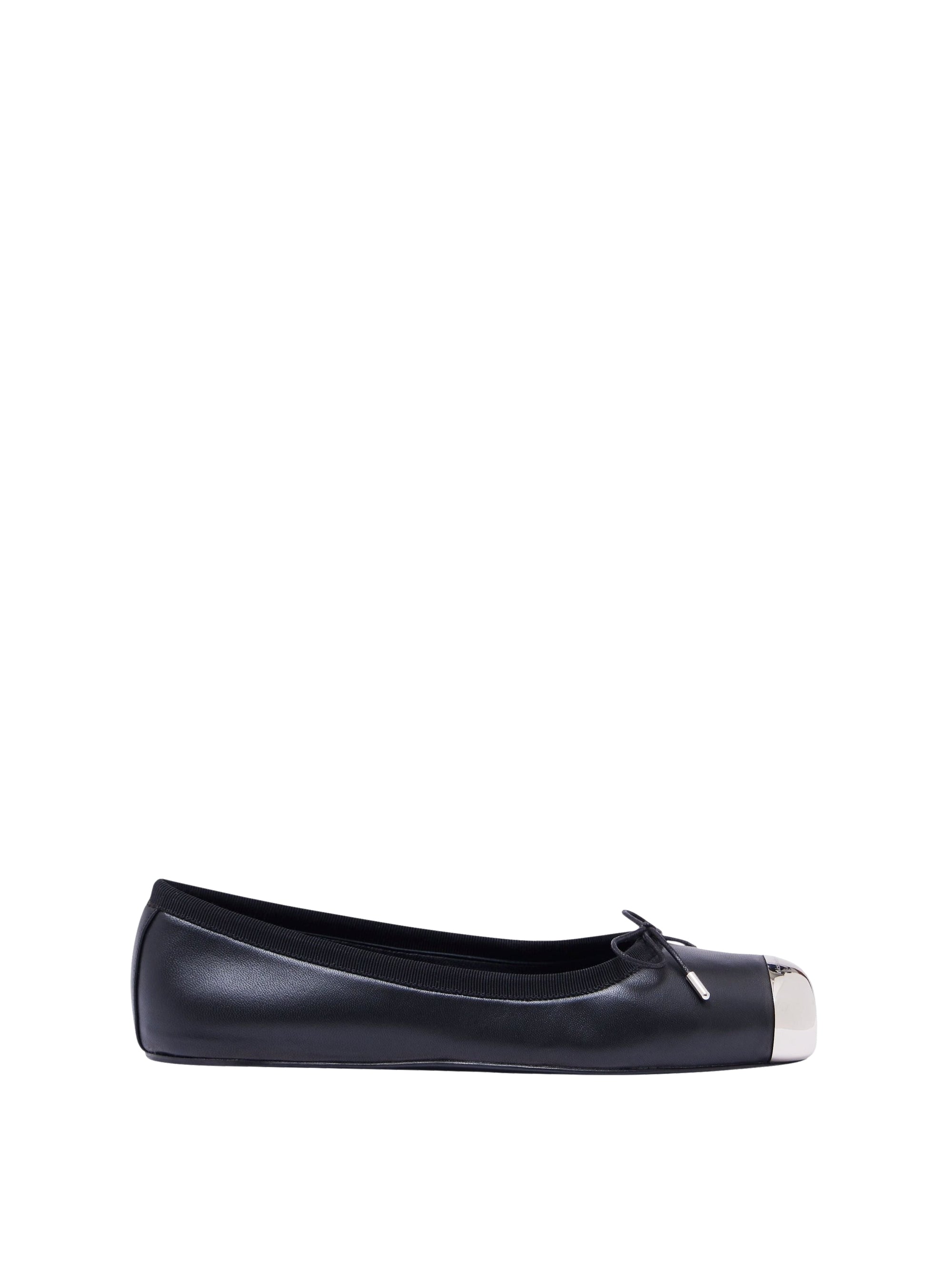 Ballerines avec nœud en cuir - Black Silver