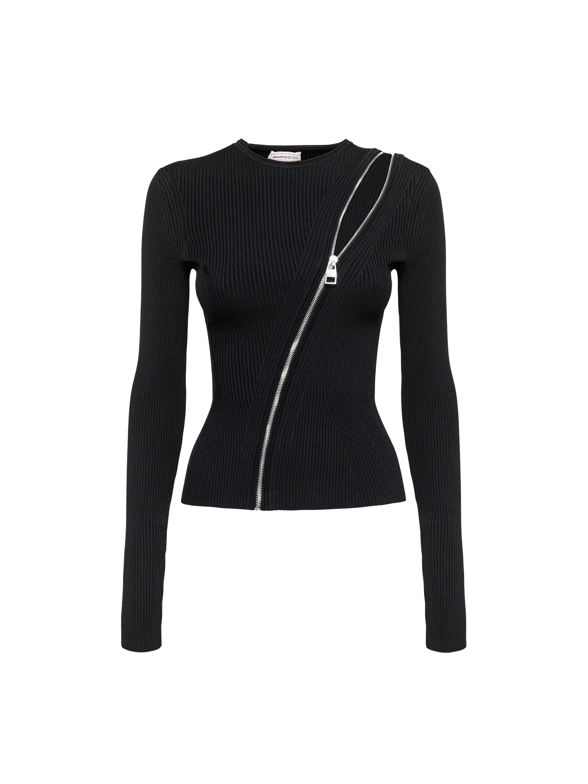 Pull à manches longues en maille - Black Silver