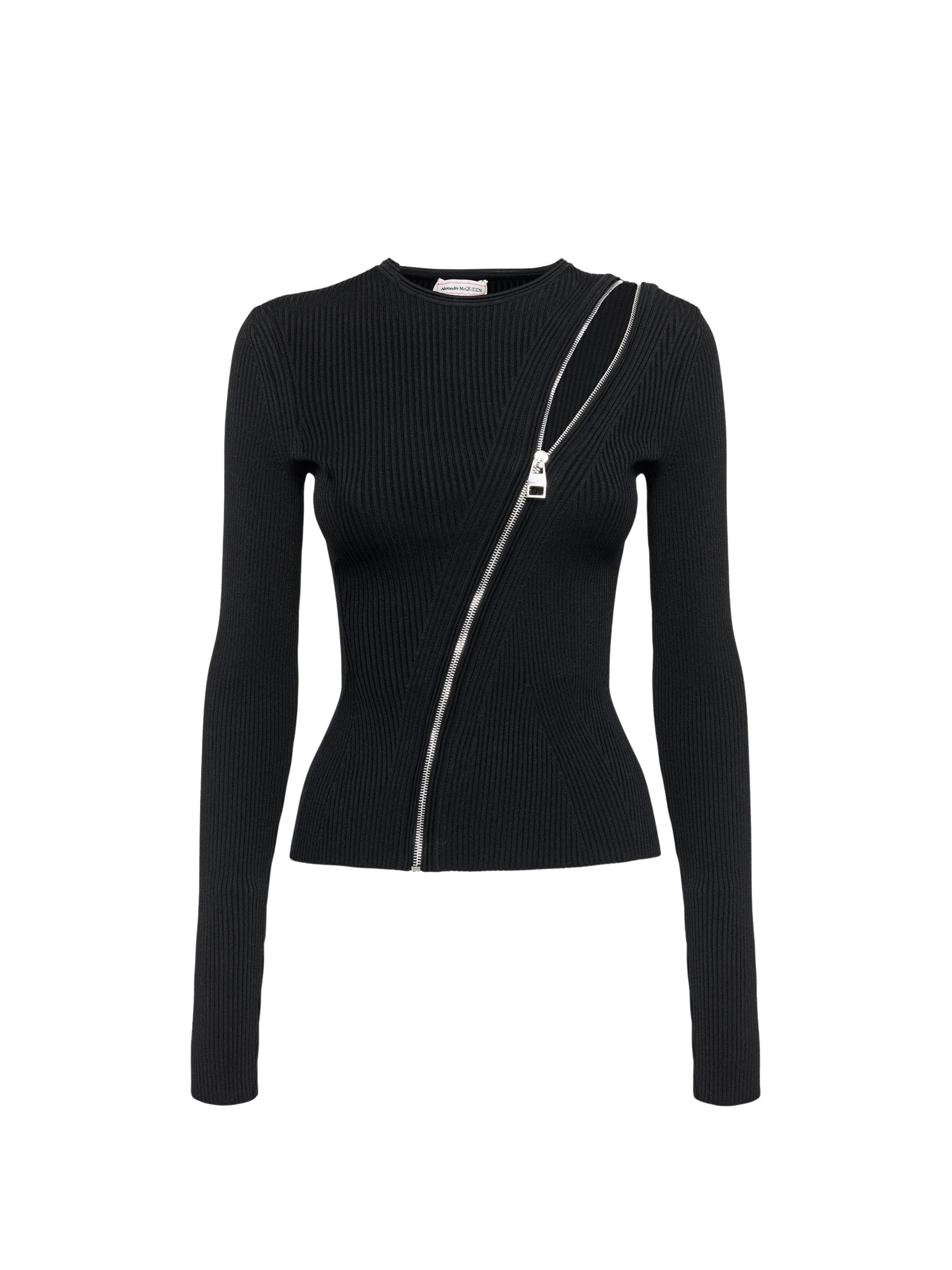 Pull à manches longues en maille - Black Silver