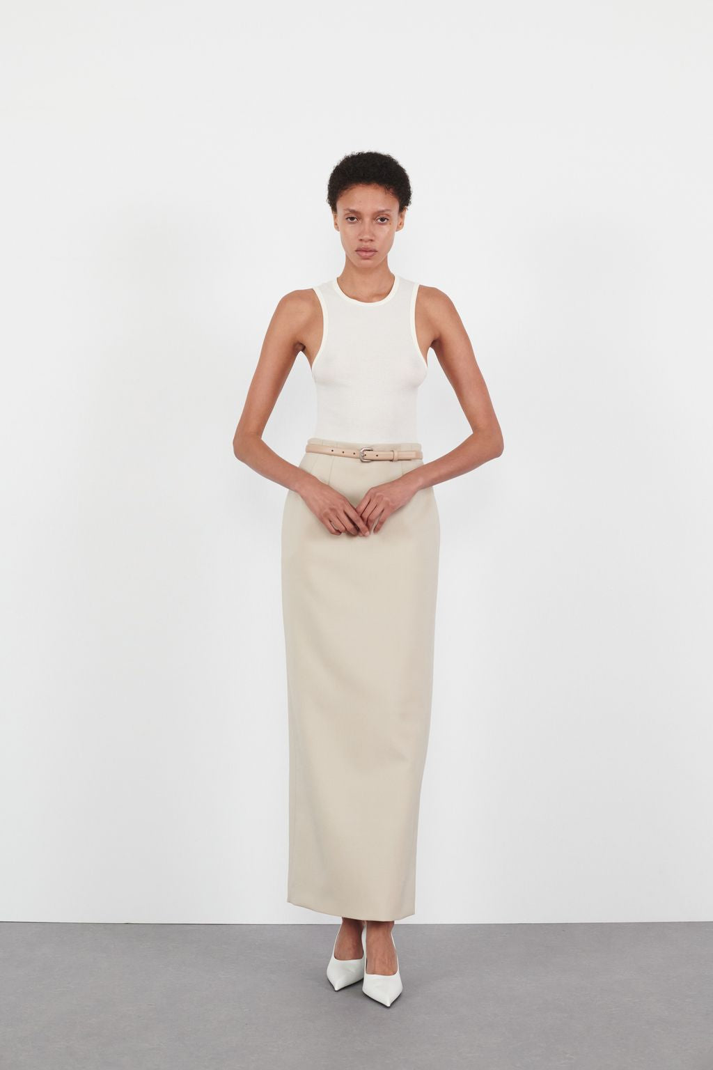 New Contour Column Skirt - Sand
