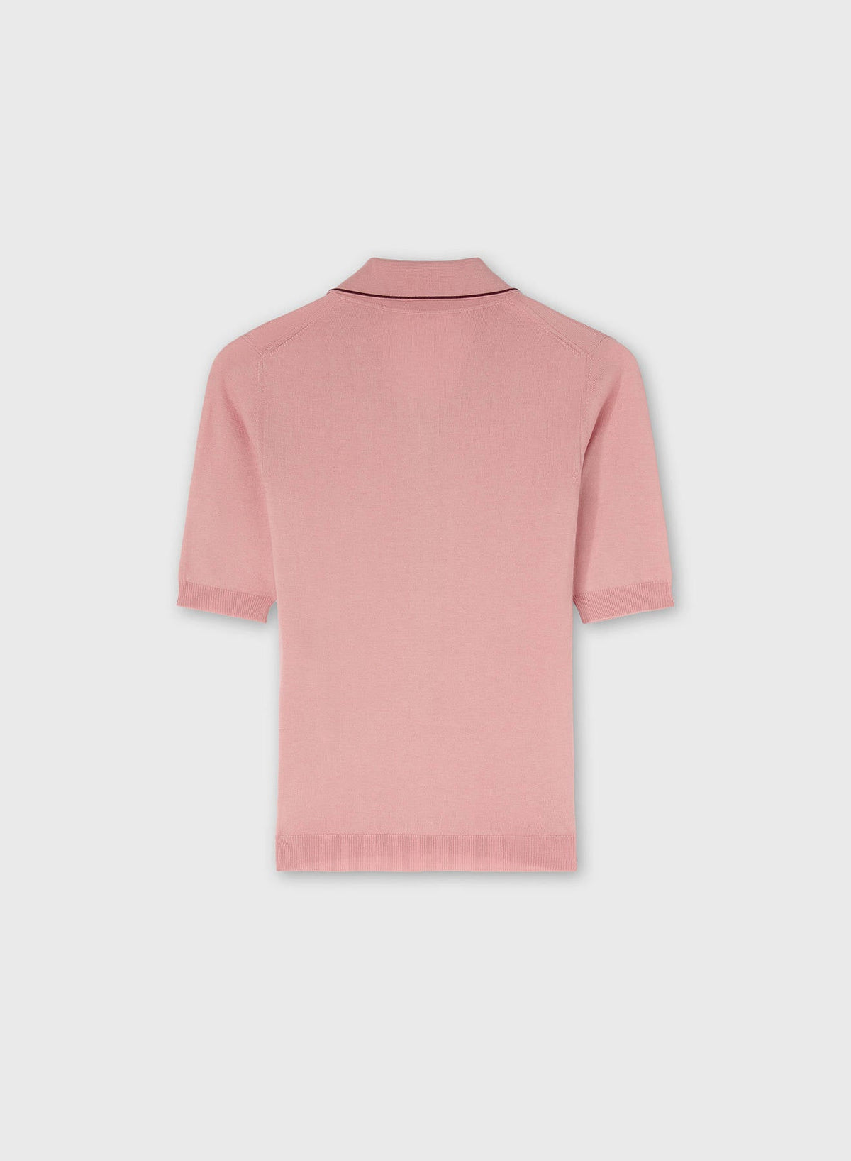 PINK ROSE JERSEY STITCH KNIT POLO WITH CONTRASTING STRIPE DETAIL