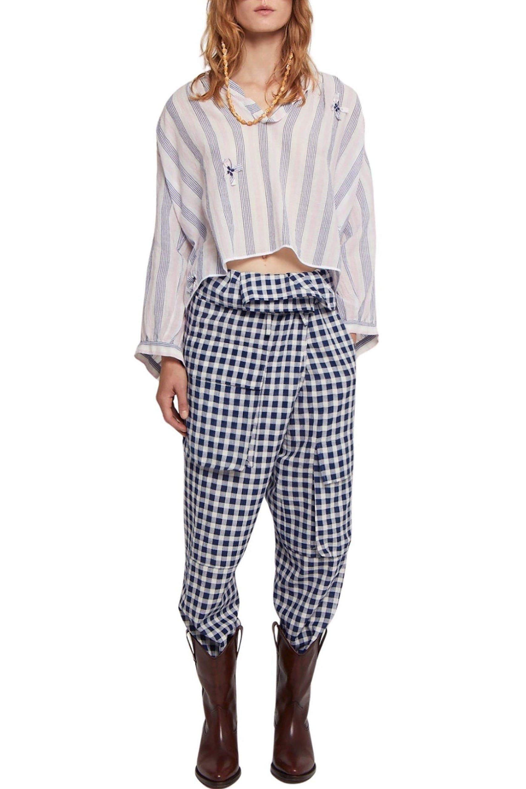Pantalon sarouel Nicobar carreaux - Blue