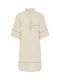 Robe chemise à manches courtes & col en V - Macadamia Brown