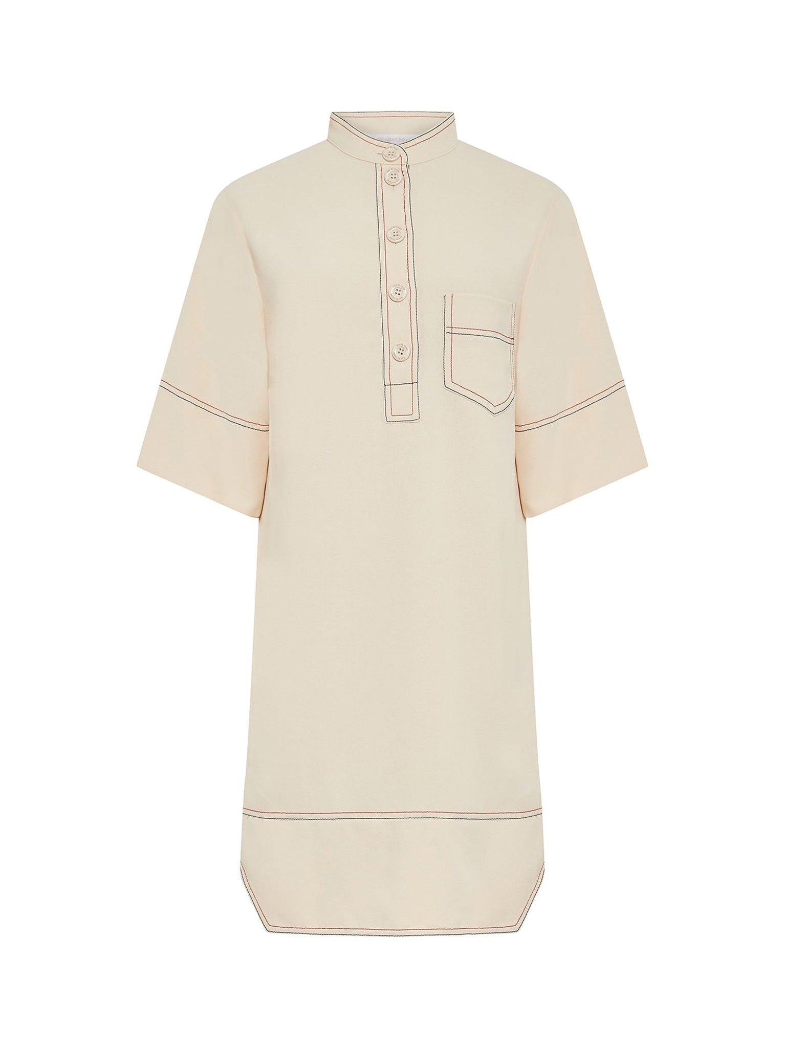 Robe chemise à manches courtes & col en V - Macadamia Brown