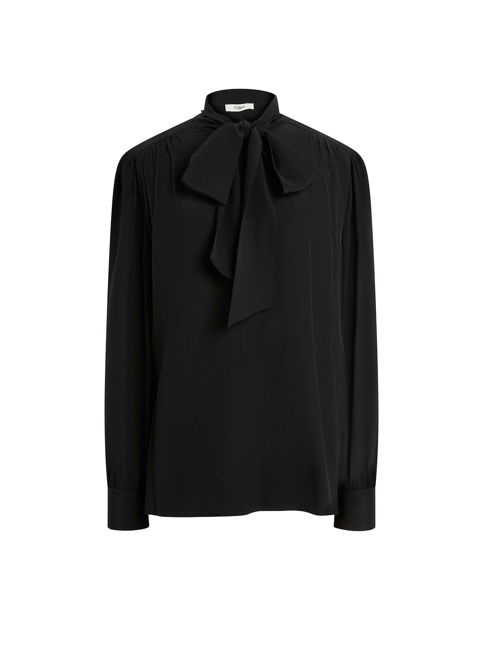 Pussy-neck blouse in silk - Black
