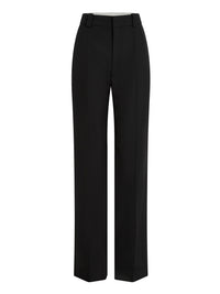 Straight-leg wool high-waisted trousers - Black