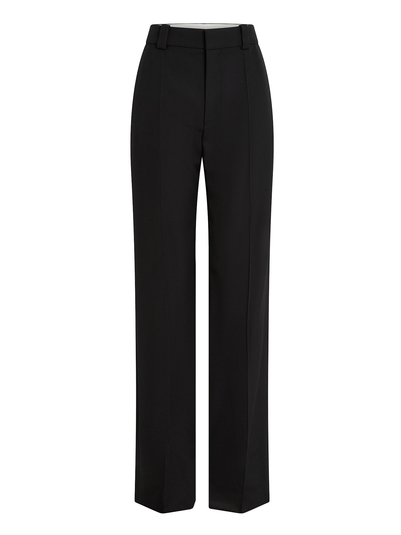 Straight-leg wool high-waisted trousers - Black
