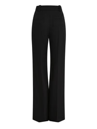 Straight-leg wool high-waisted trousers - Black
