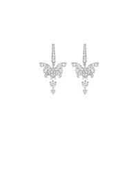 1qty NEW / Argent Rhodié Boucles d'oreilles sur argent rhodié serties de Burmalite™ taille brillant blanche // RECO : 140€