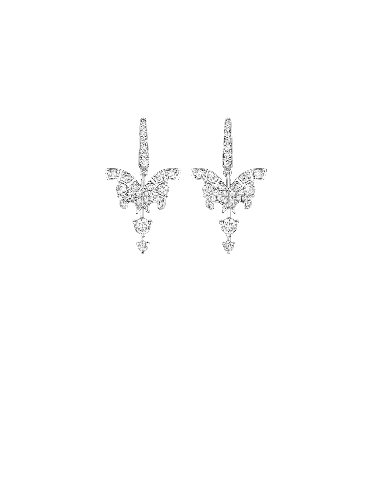 1qty NEW / Argent Rhodié Boucles d'oreilles sur argent rhodié serties de Burmalite™ taille brillant blanche // RECO : 140€