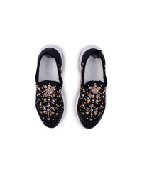 Baskets Olympia à strass en satin - Nero & Crystal