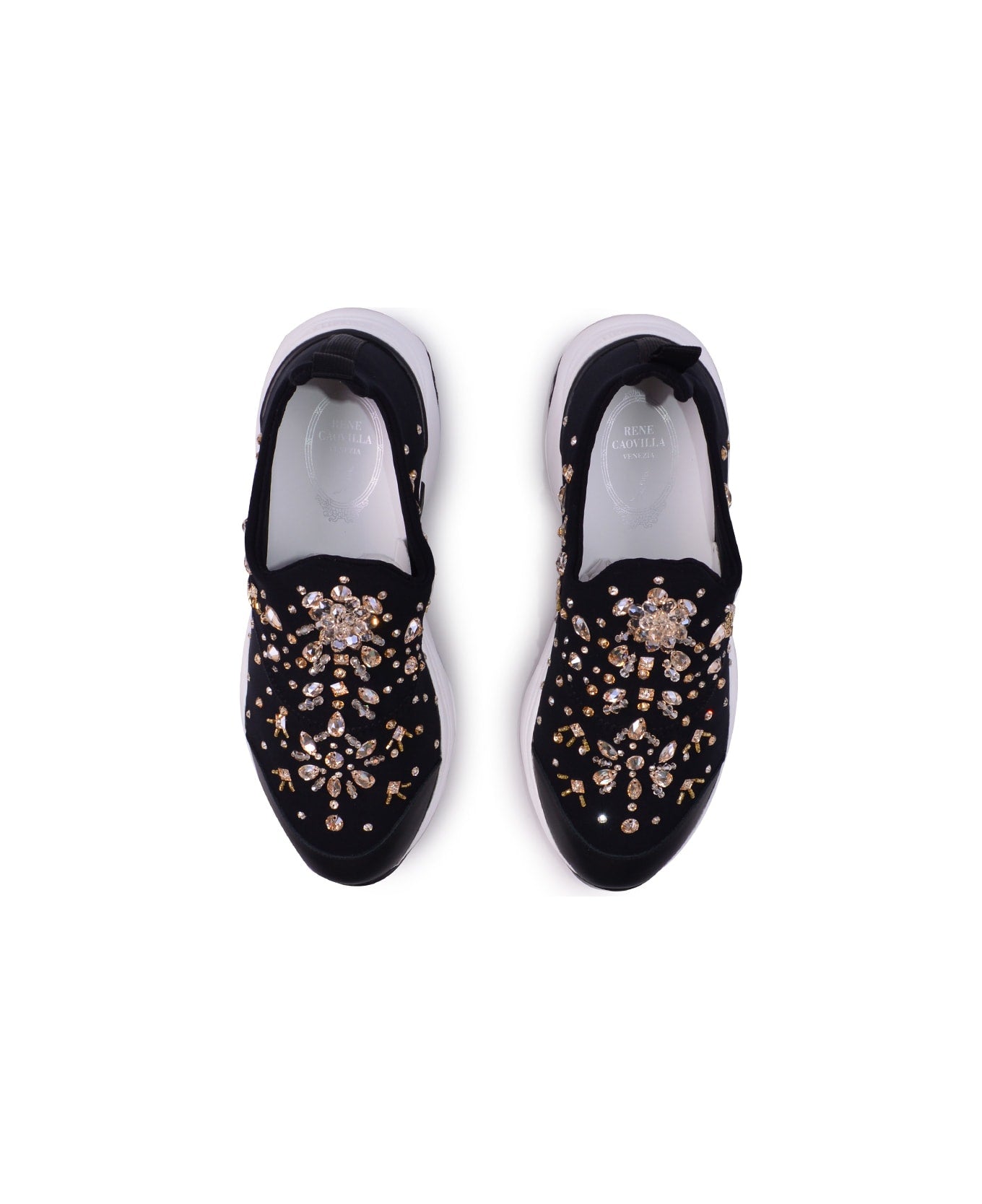 Baskets Olympia à strass en satin - Nero & Crystal