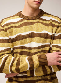 DARK TAUPE JACQUARD KNIT CREWNECK