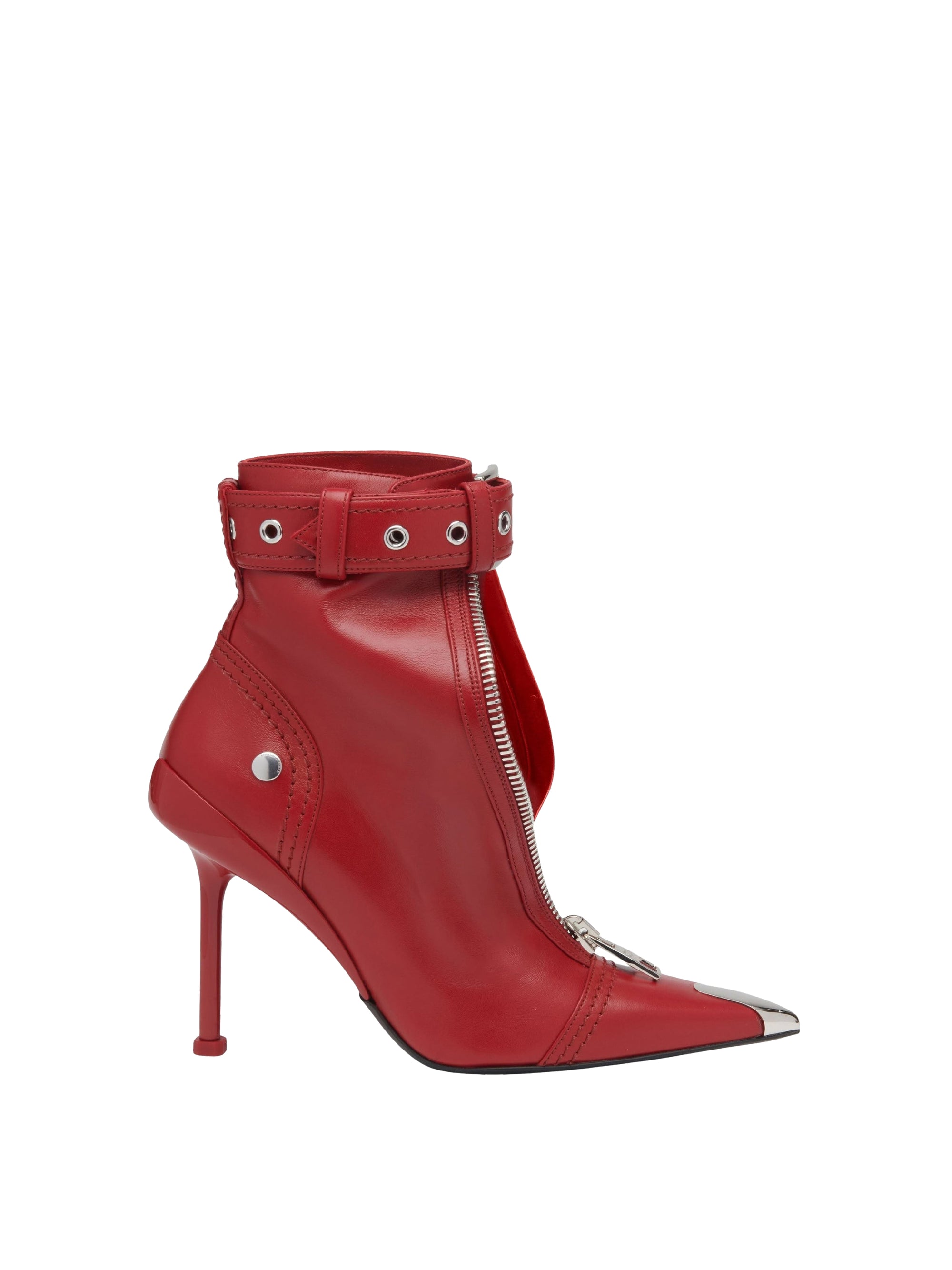 Bottines à talons avec sangle 95 en cuir - Red