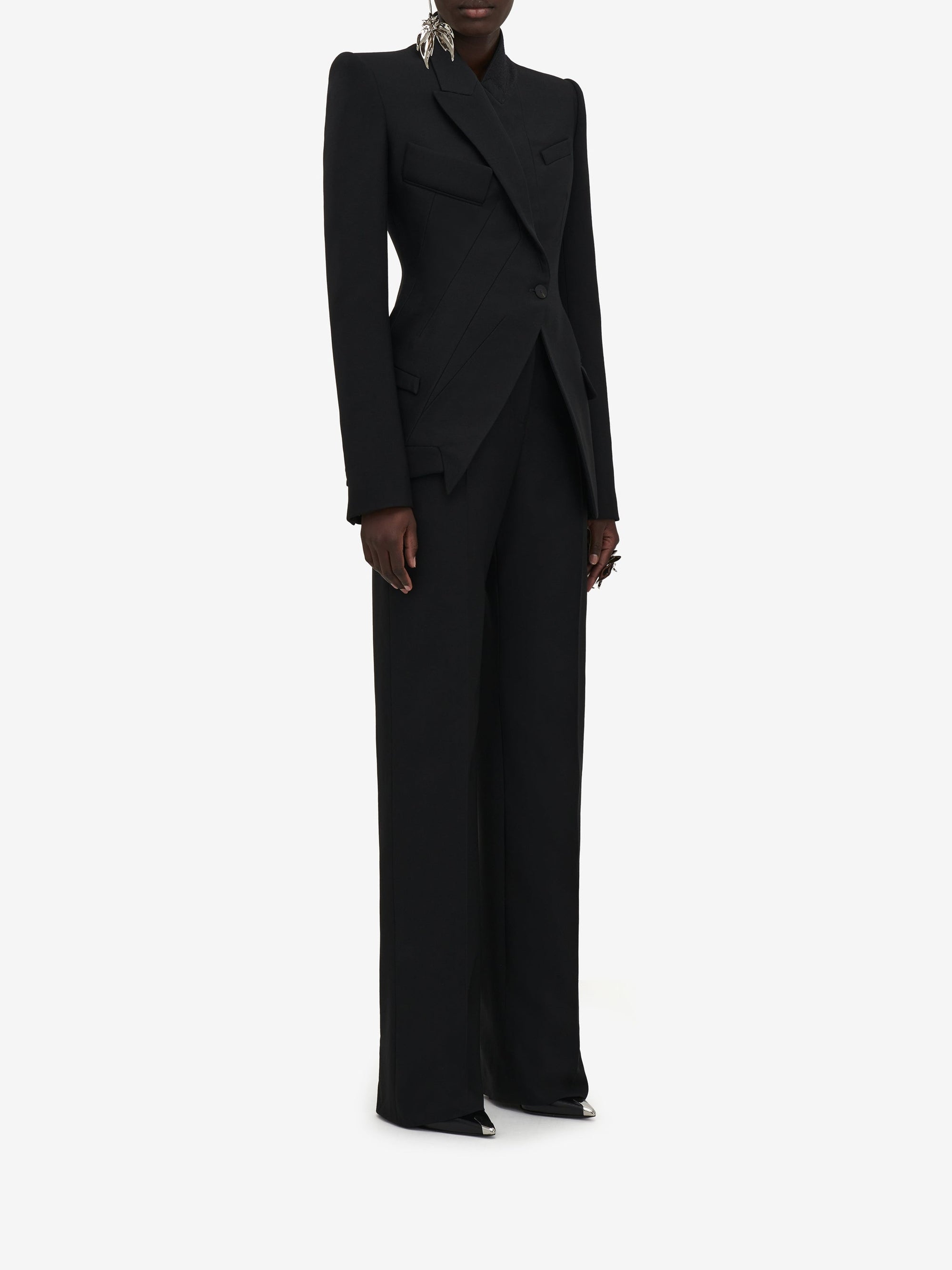 Pantalon avec poches en laine - Black