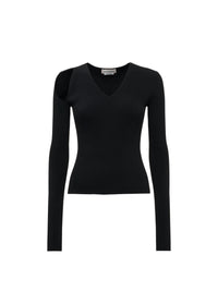 Pull à col V en laine - Black