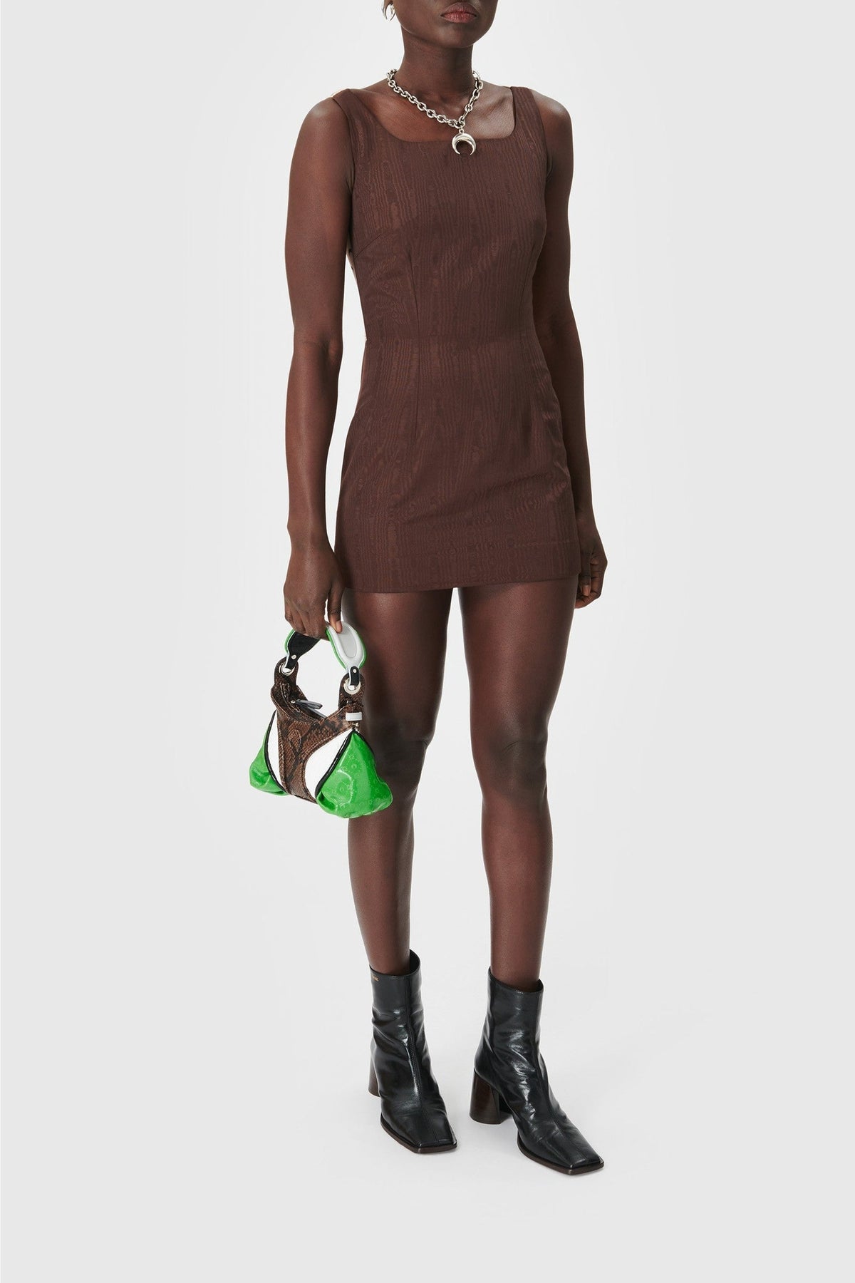 Robe courte moire Upcyclée - Brown