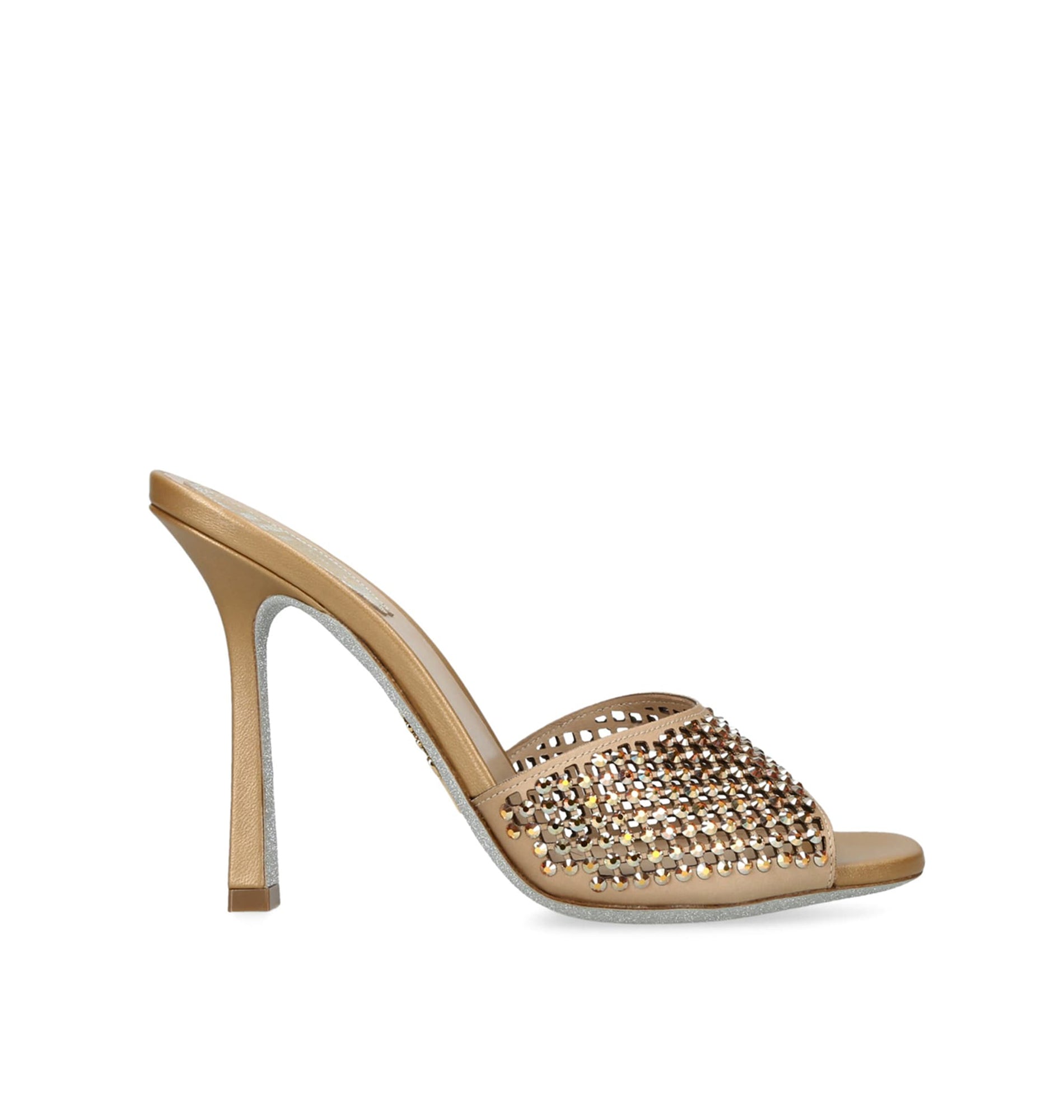 Sandales à talons Ginger 105 à strass en satin - Oro & Sunshine