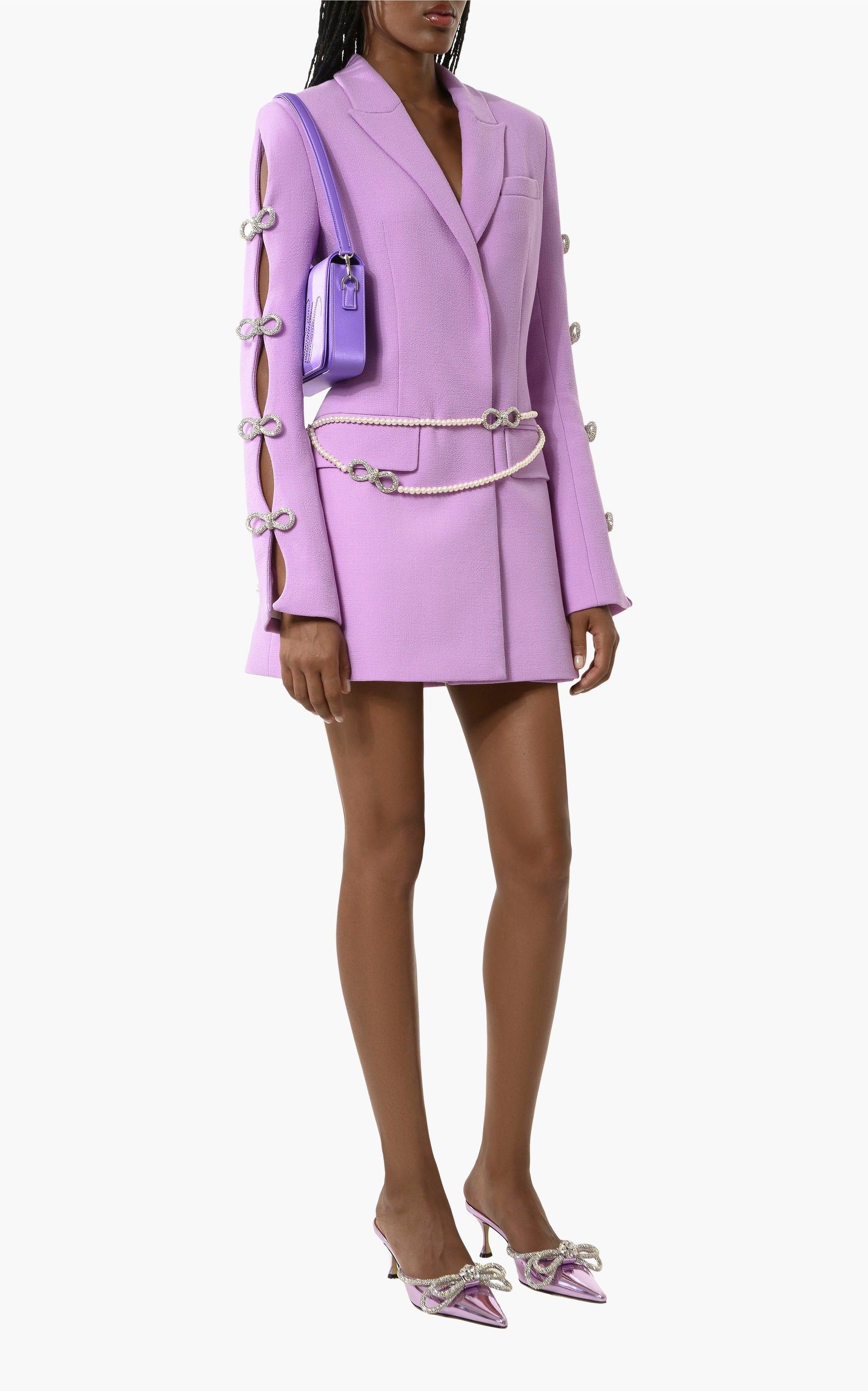 Wool Bow blazer dress - Lavender