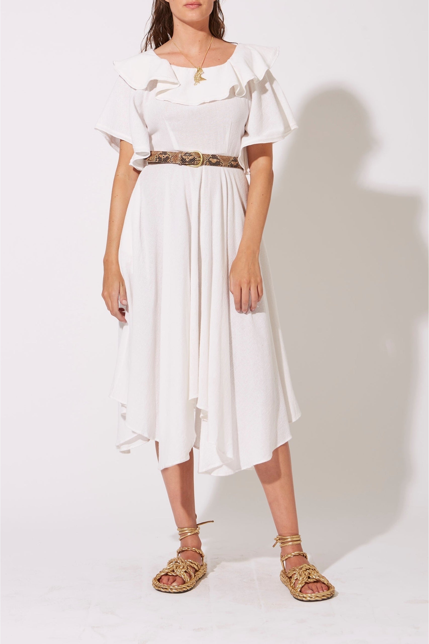 Robe mi-longue Paris asymétrique - Beige