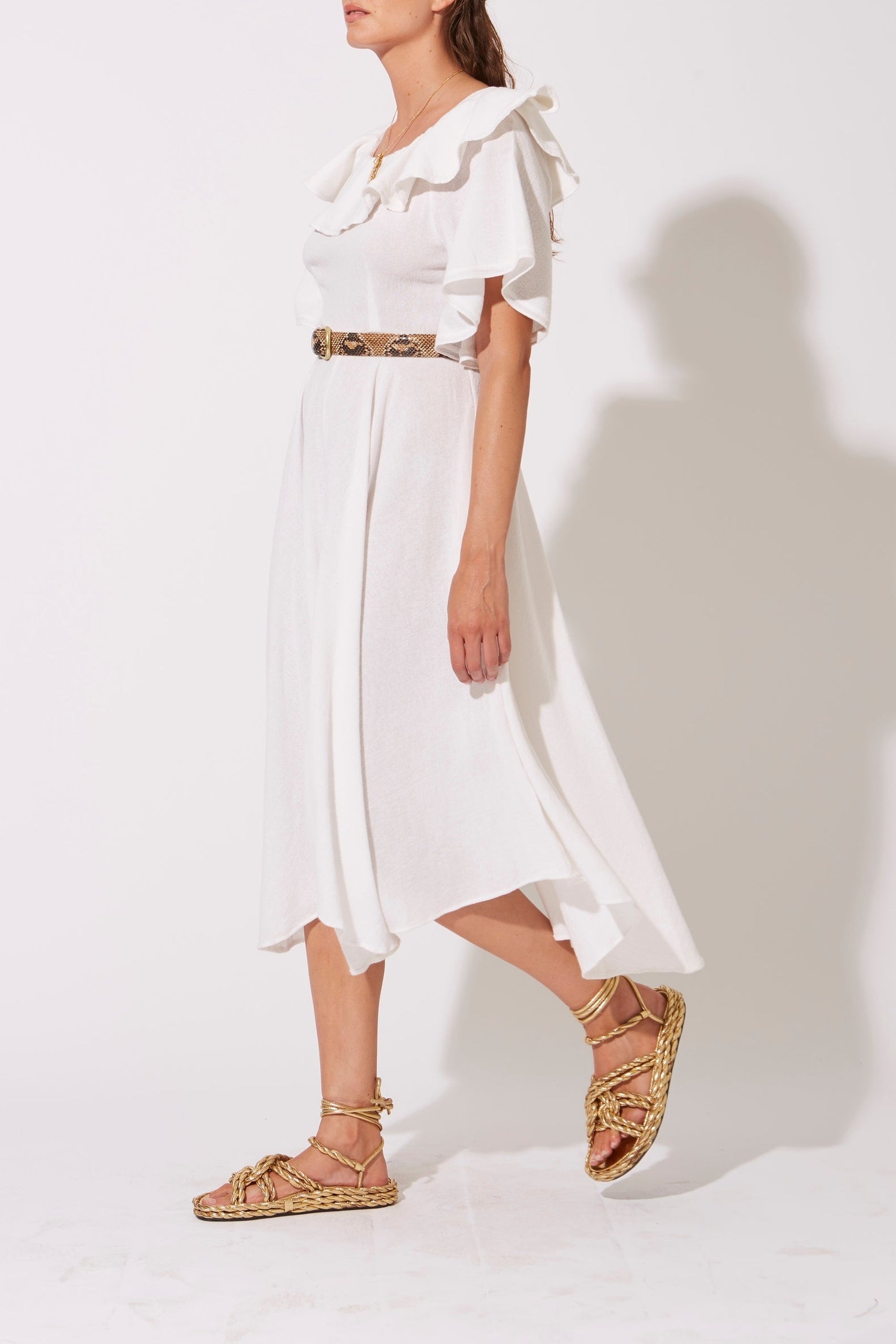 Robe mi-longue Paris asymétrique - Beige