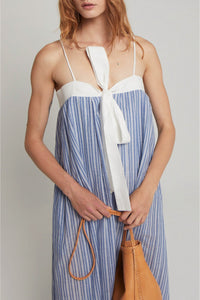 Robe Gaston rayée coupe longue à bretelles - Blue
