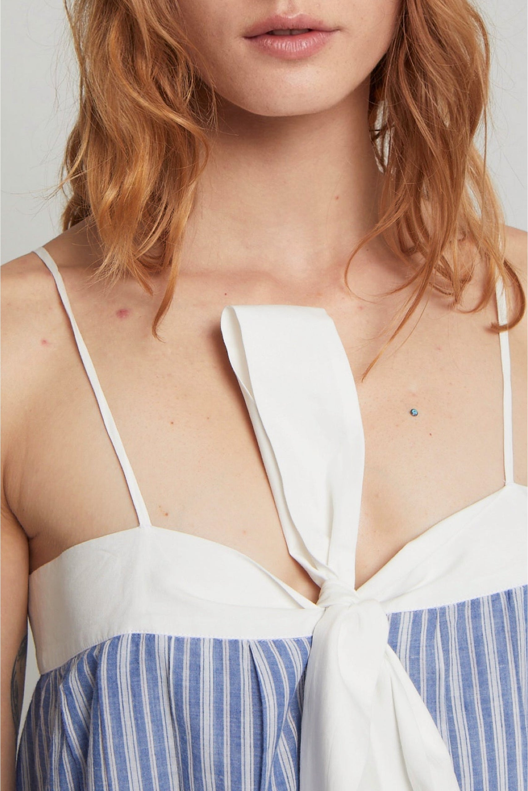 Robe Gaston rayée coupe longue à bretelles - Blue
