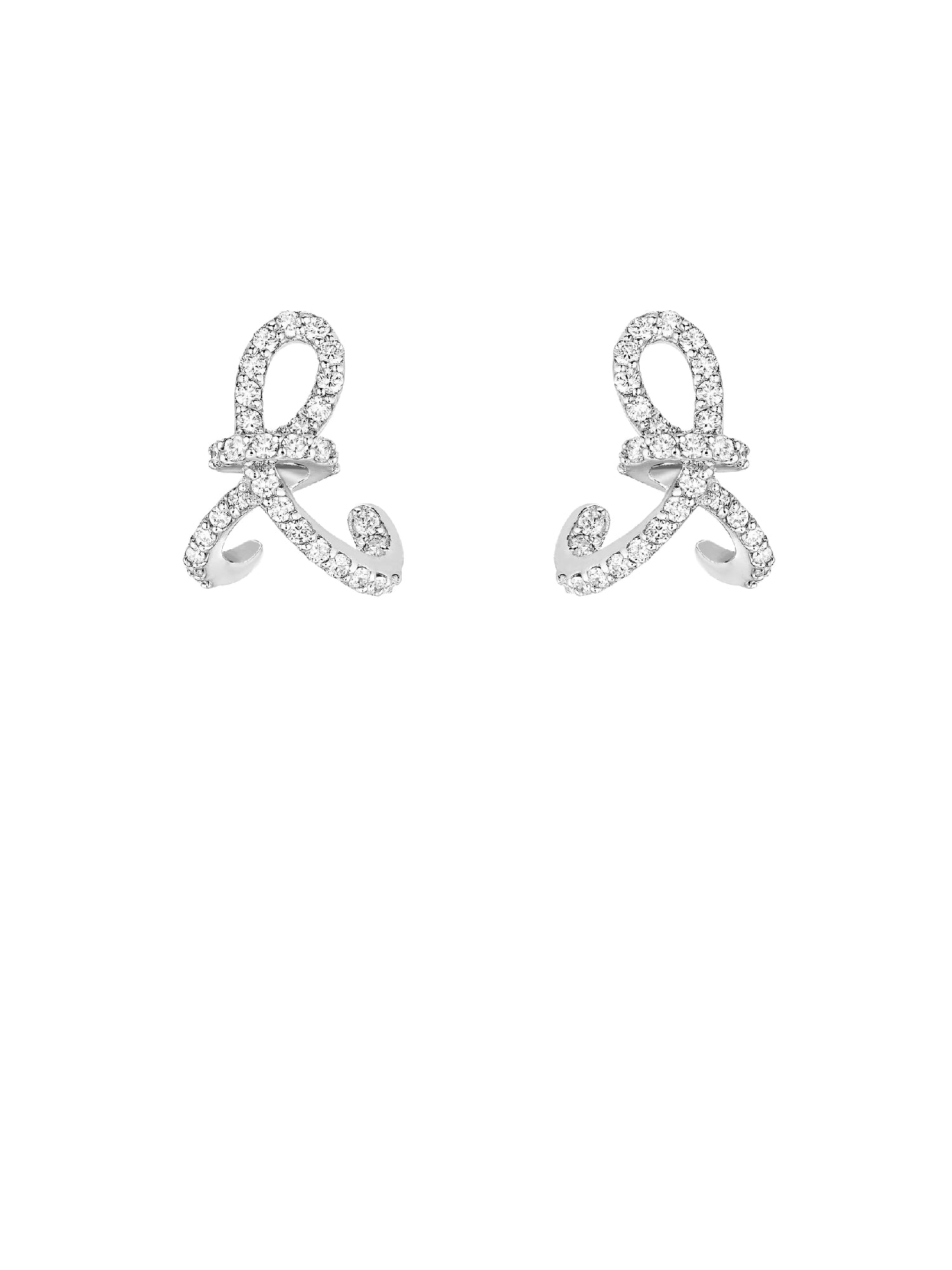 3qty NEW / Or blanc 18 ct Boucles d'oreilles Enlacé en or blanc 18 carats // RECO : 845€