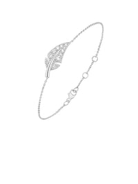 1qty NEW / Or blanc 18 ct Bracelet "Comme une Plume" en or blanc 18 carats serti de diamant de synthèse 0 // RECO : 475€