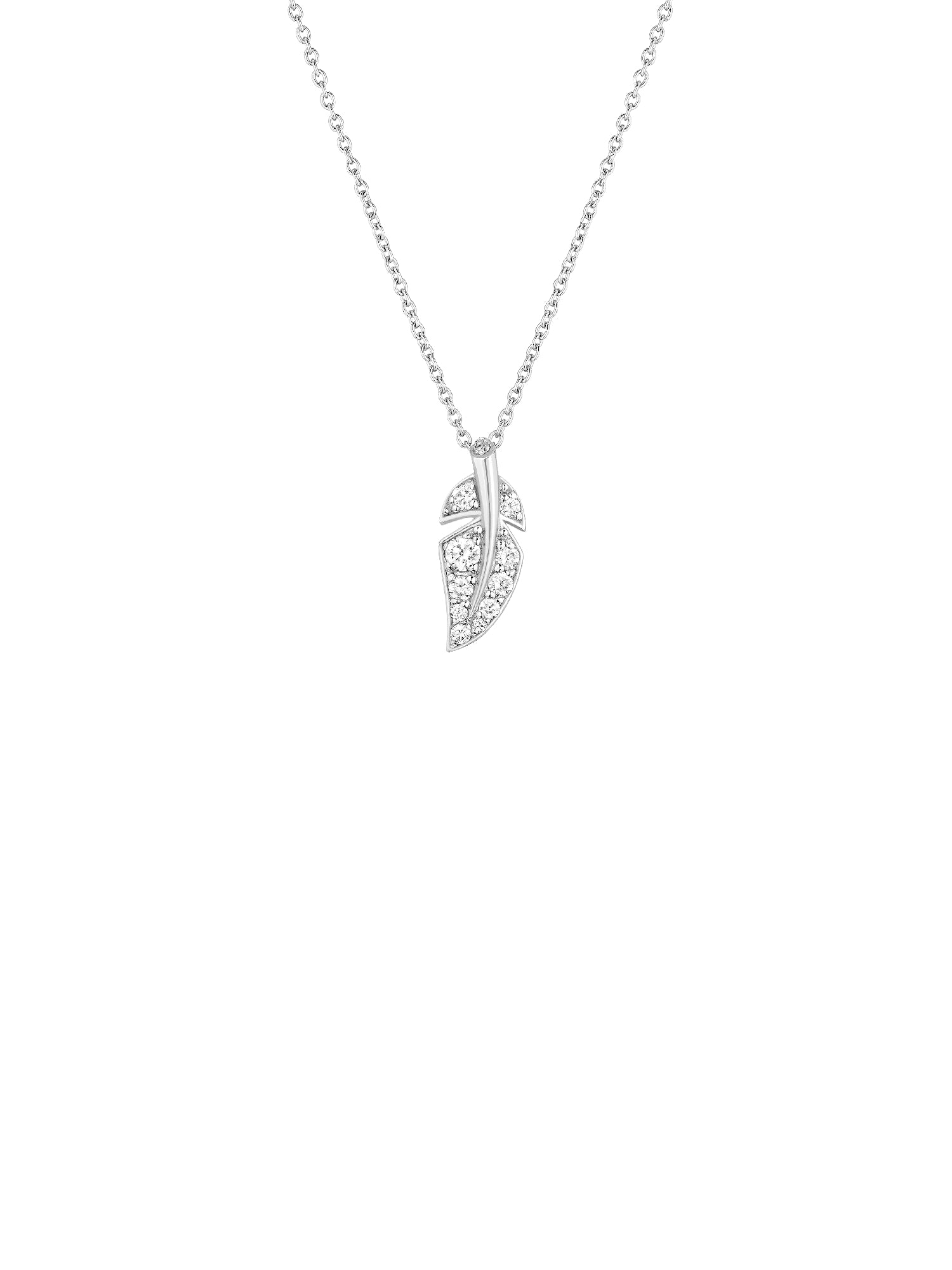 3qty NEW / Or blanc 18 ct Pendentif Comme une Plume en or blanc 18 carats // RECO : 495€