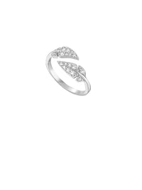 2qty NEW / Or blanc 18 ct Bague Toi & Moi Comme une Plume en or blanc 18 carats // RECO : 475€