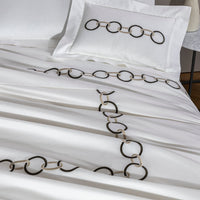 Bed linen set 4 pcs Links embroidery in cotton - Aloe & Savage beige