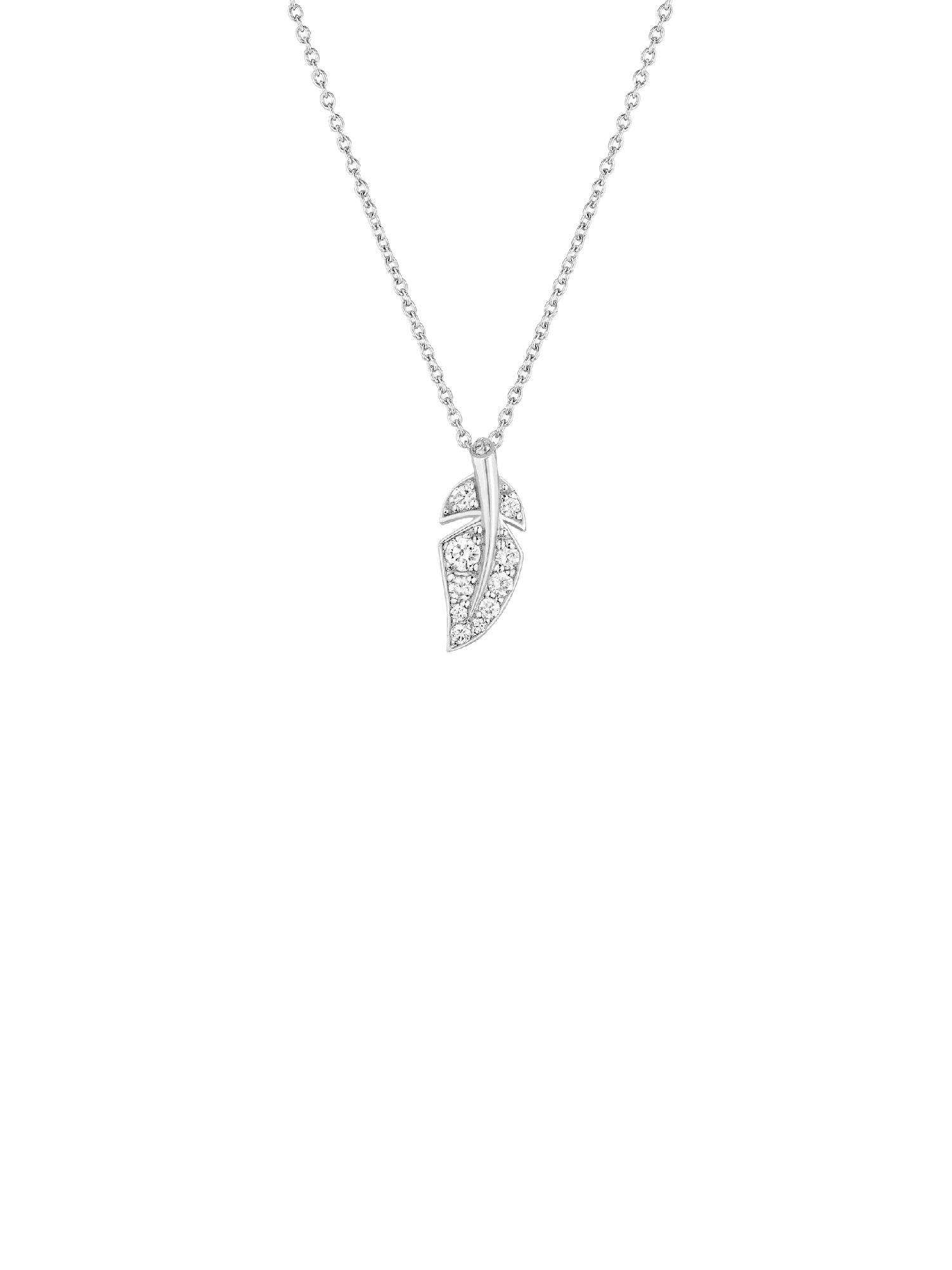 3qty NEW / Or blanc 18 ct Pendentif Comme une Plume en or blanc 18 carats // RECO : 575€