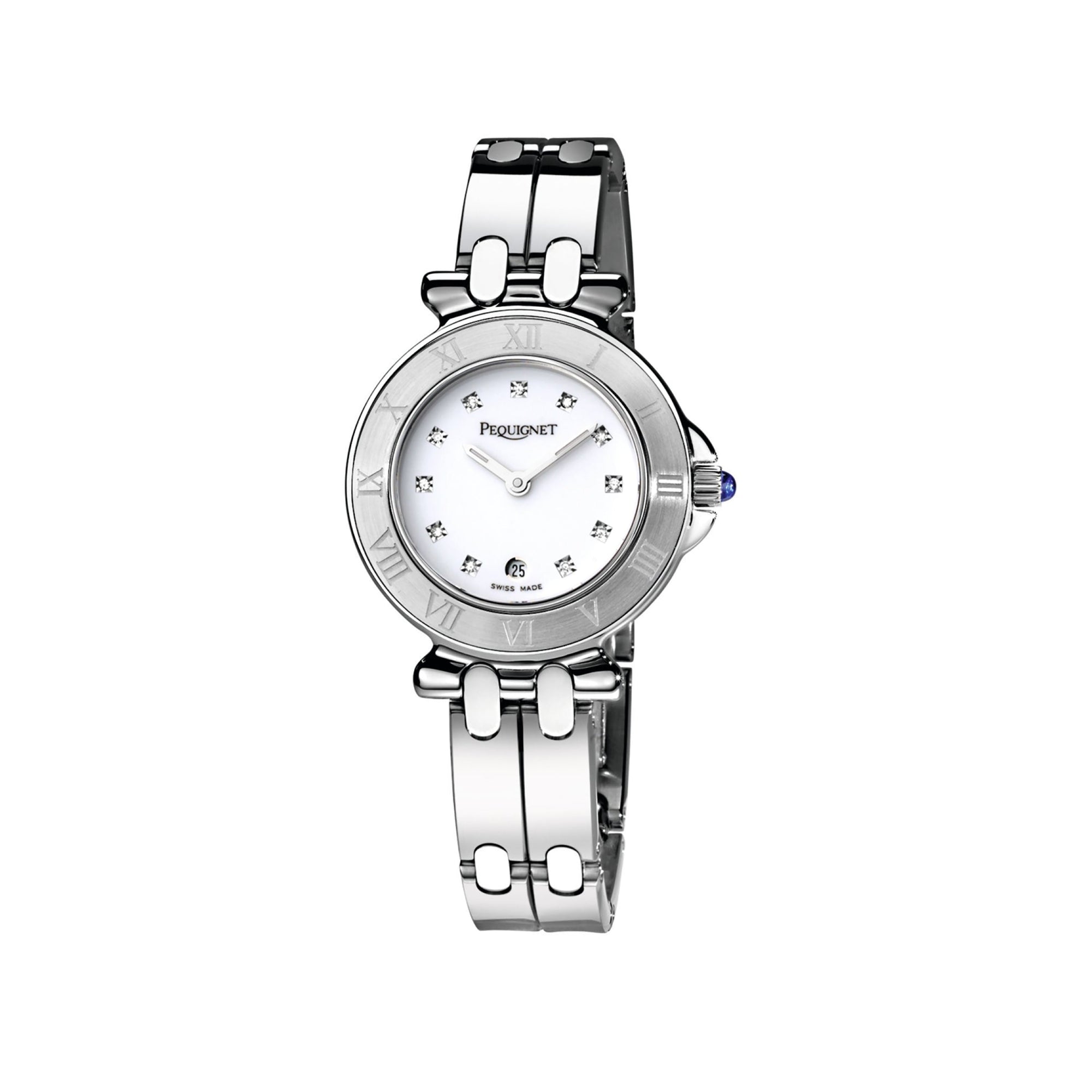 Montre Moorea en acier sertie de diamants 29 mm - Blanc