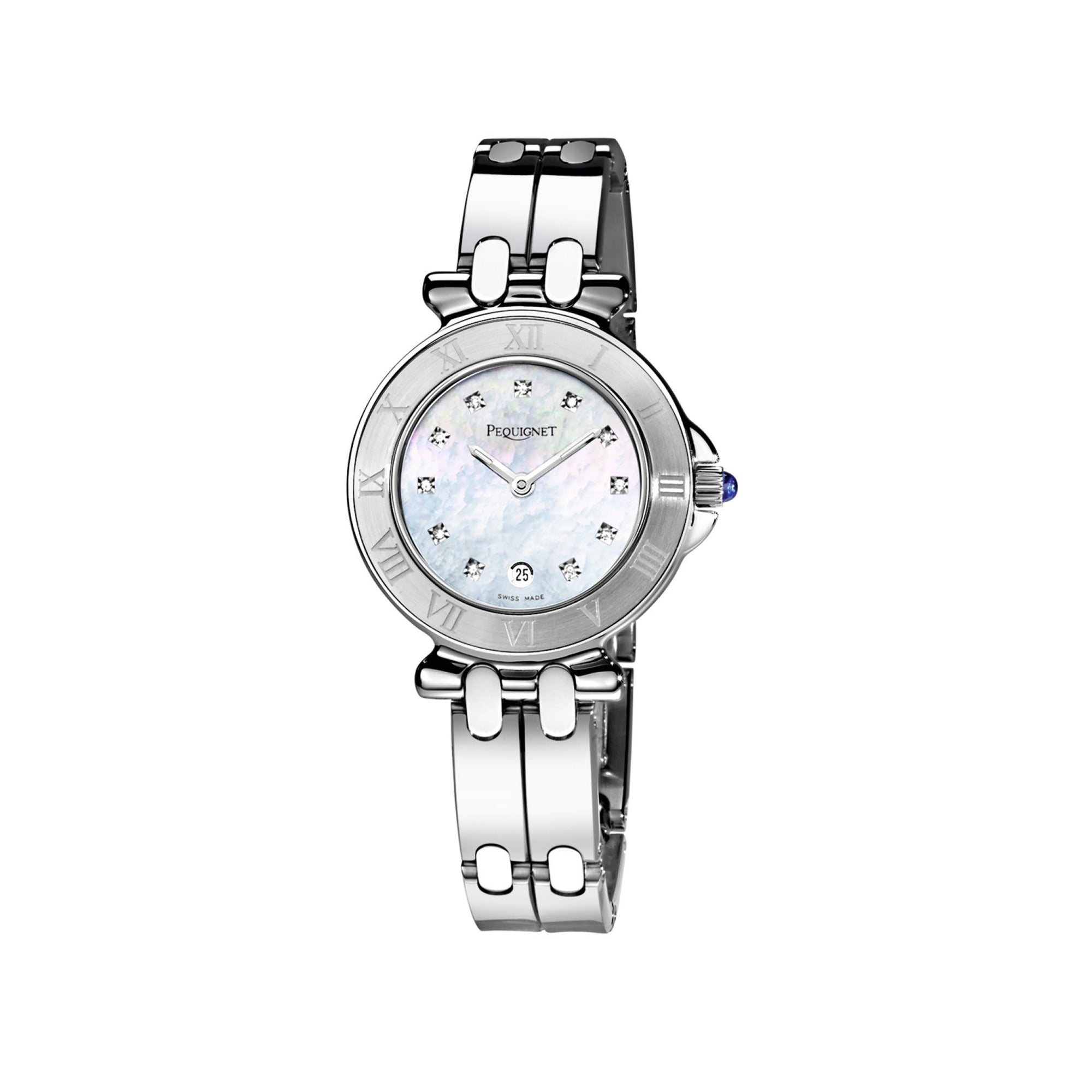 Montre Moorea en acier sertie de diamants 29 mm - Nacre