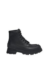Lace-up leather ankle boots - Black