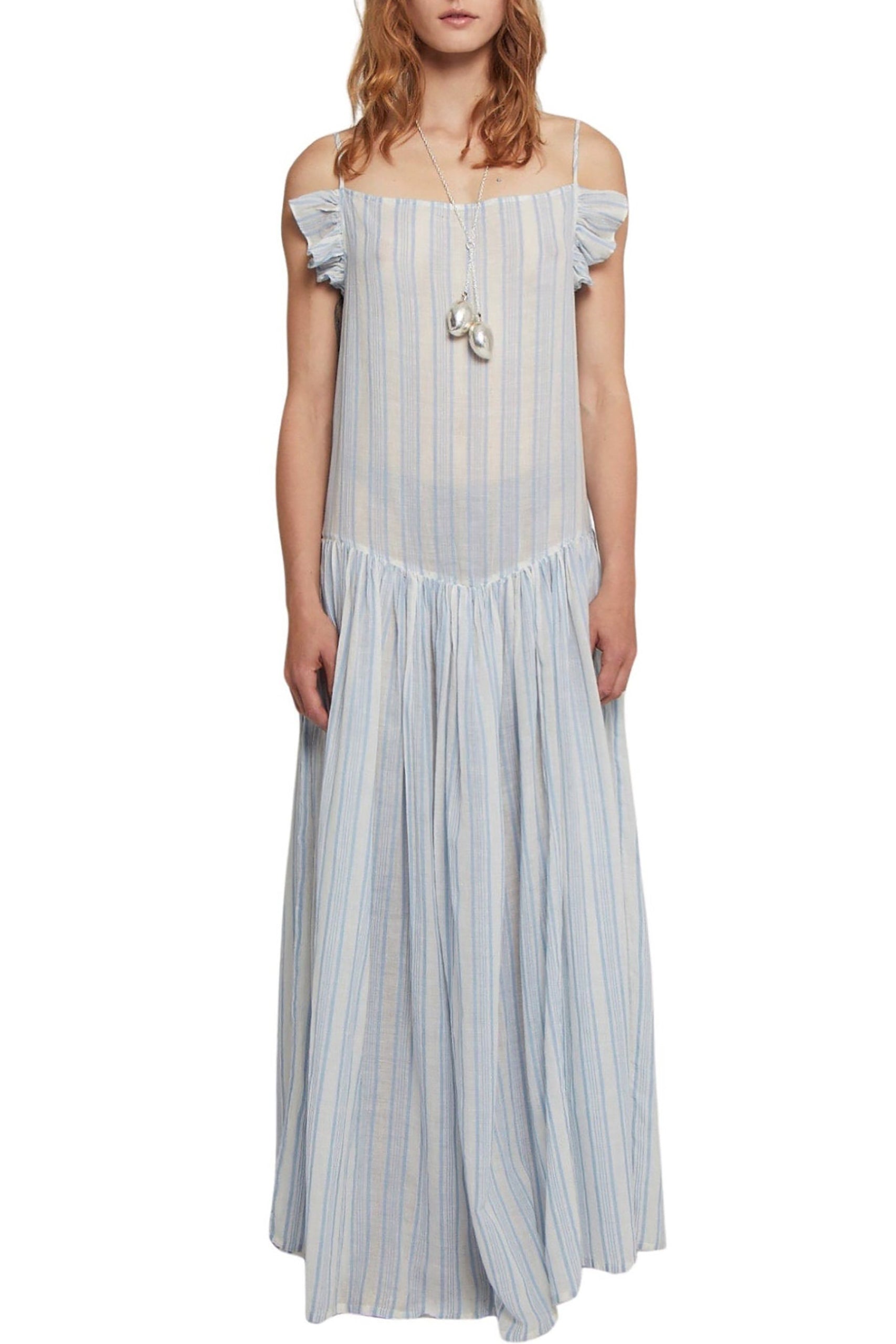 Robe Albertine rayée coupe longue - Blue