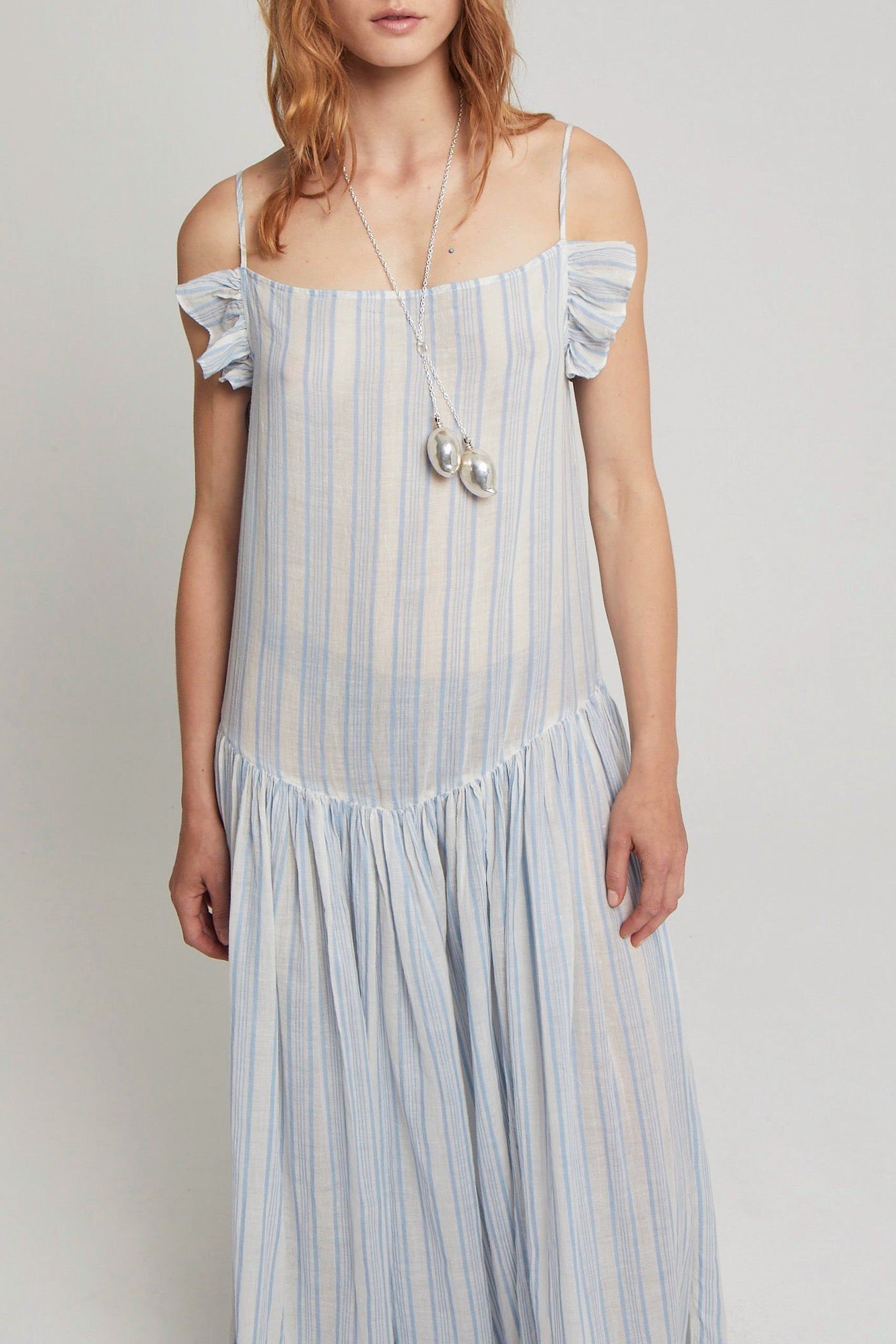 Robe Albertine rayée coupe longue - Blue