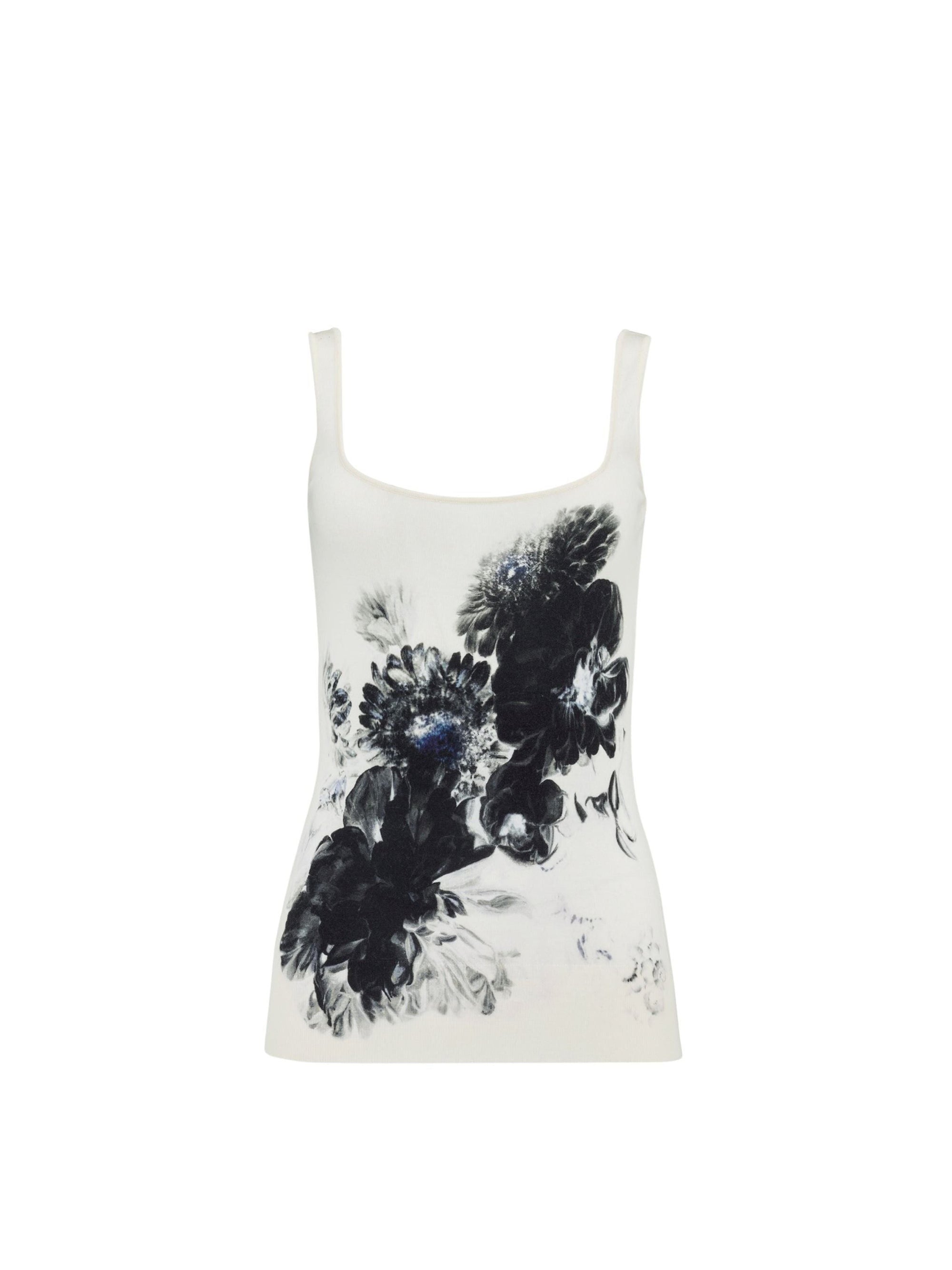 Débardeur à imprimé en laine et soie - White Black Blue