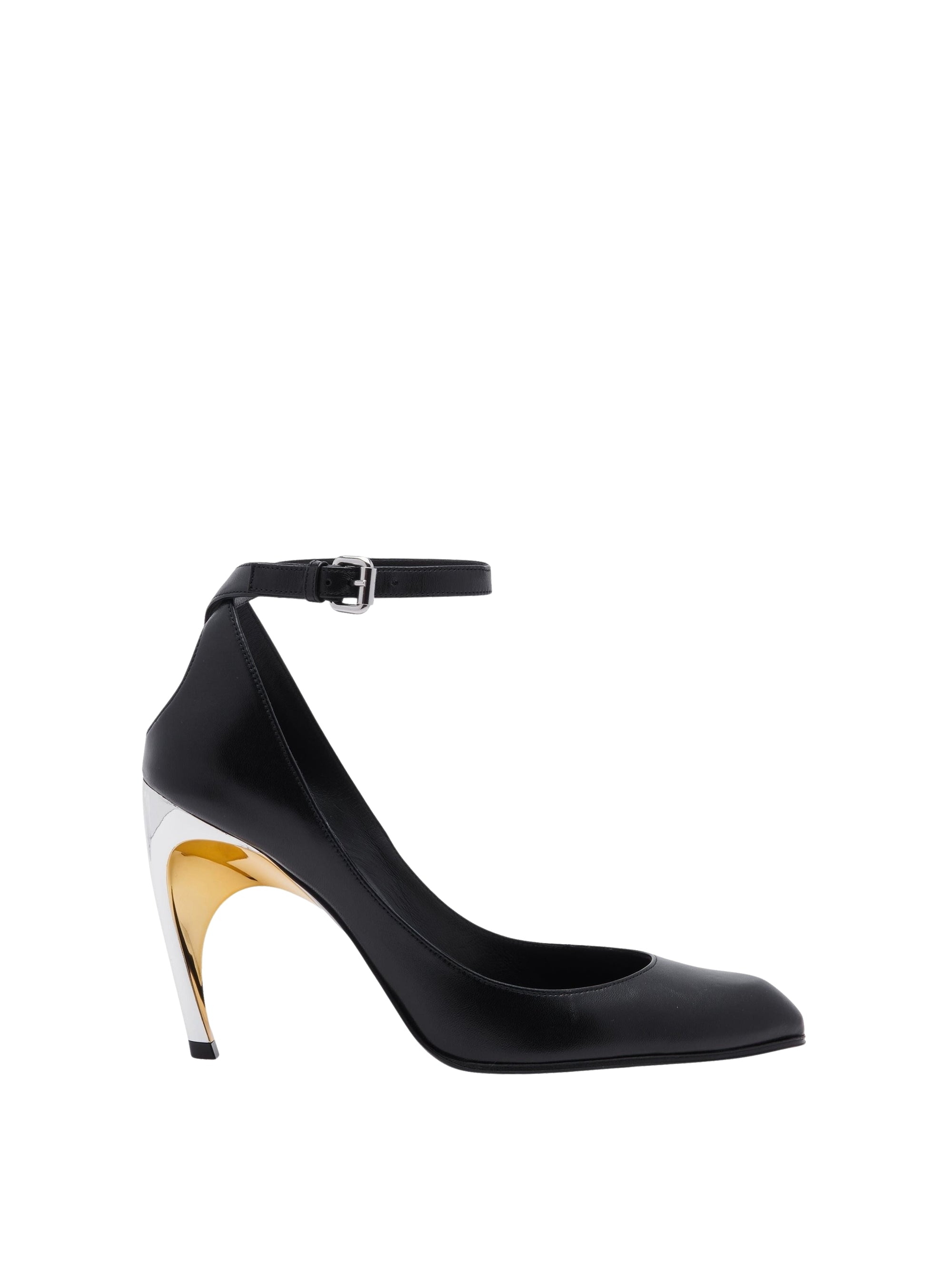 Escarpins à bride 95 en cuir - Black Silver Gold