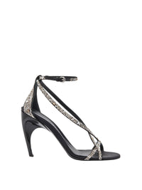 Sandales à talons avec strass 95 en soie - Black Crystal