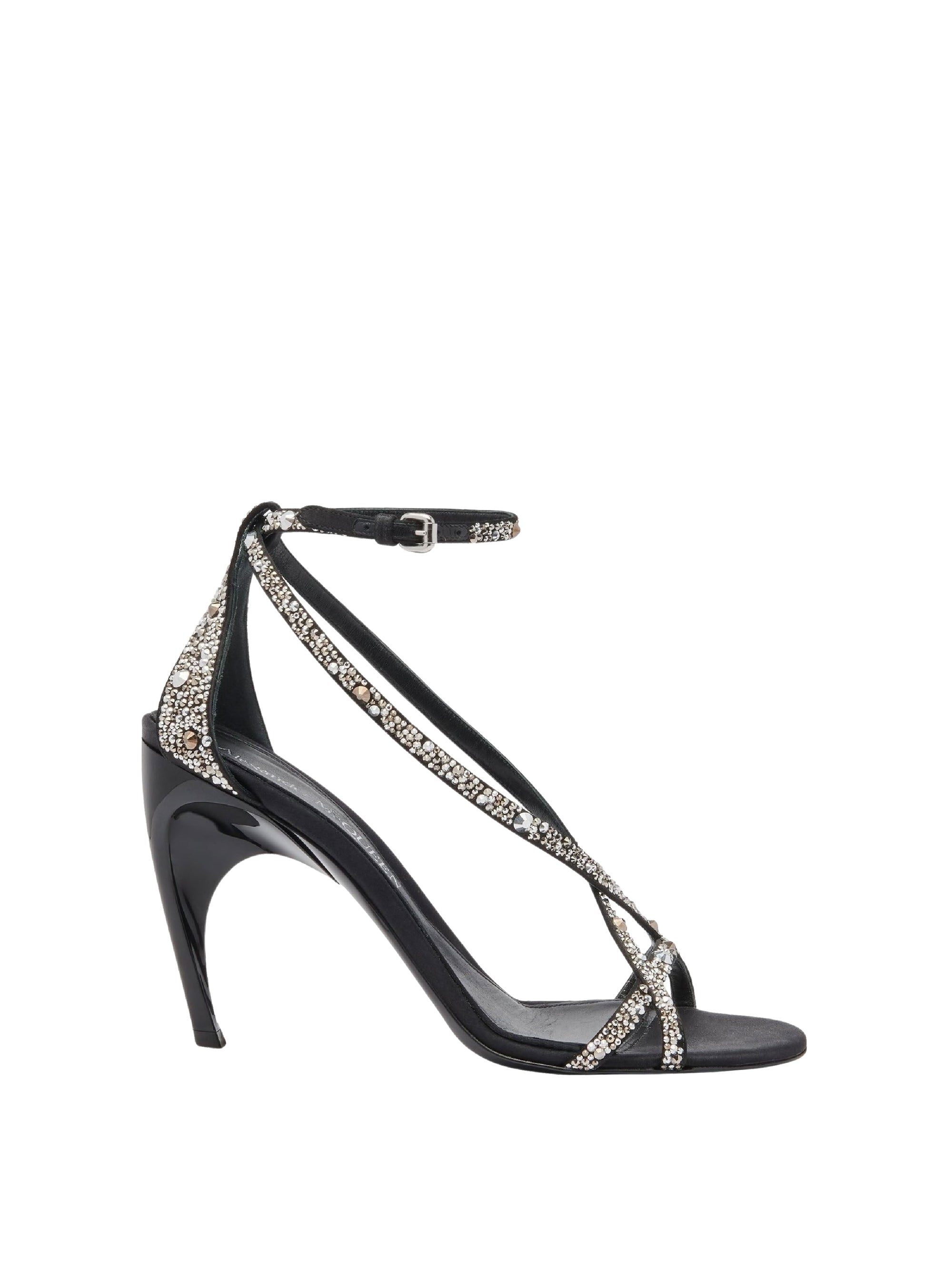 Sandales à talons avec strass 95 en soie - Black Crystal